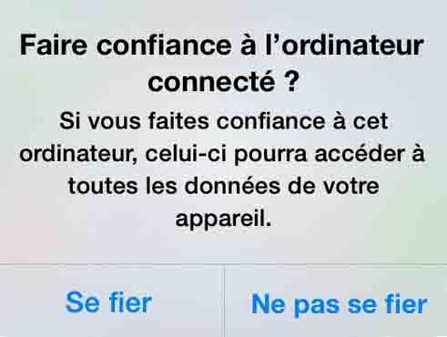 iTune faites confiance à l'ordinateur