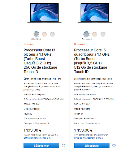 macbook air prix