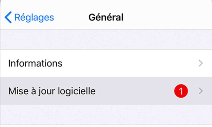 Mise à jour iphone ios
